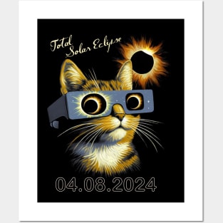 Funny Cat Total Solar Eclipse 2024 Posters and Art